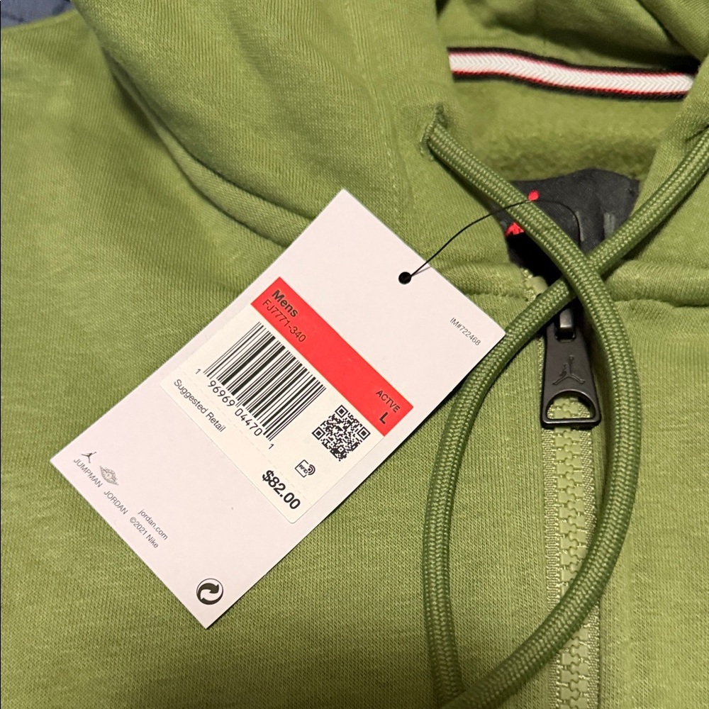 Jordan Olive Green Hoodie Sweatshirt - Picture 3 of 4